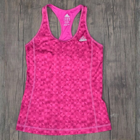 Adidas Racerback Tank ✦ S Pink Geometric Shelf Bra ✦ Activewear Top Lightweight - Picture 3 of 11